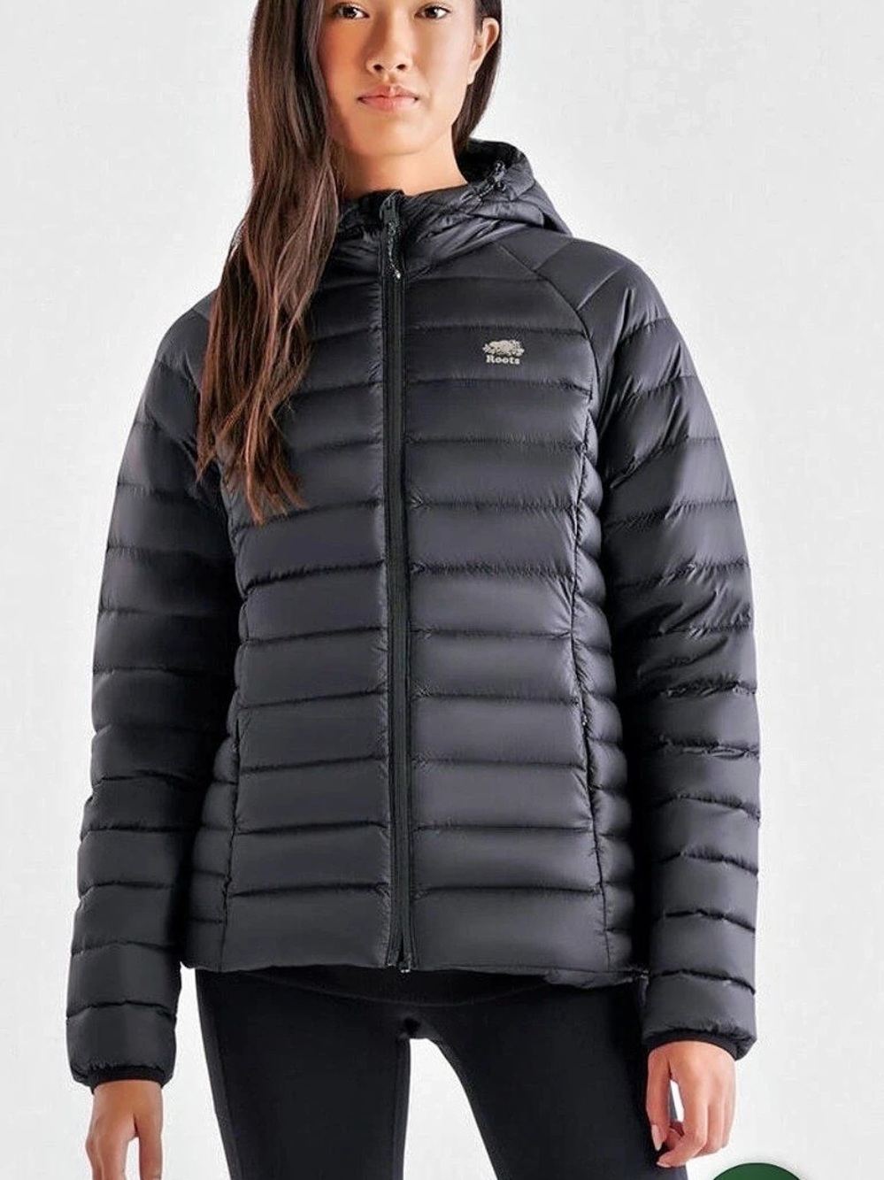 Roots Womens Zip Down Packable Jacket Black XS Packable Puffer Like New